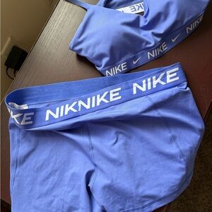 Nike Purple Sports Bra and Matching Shorts Set